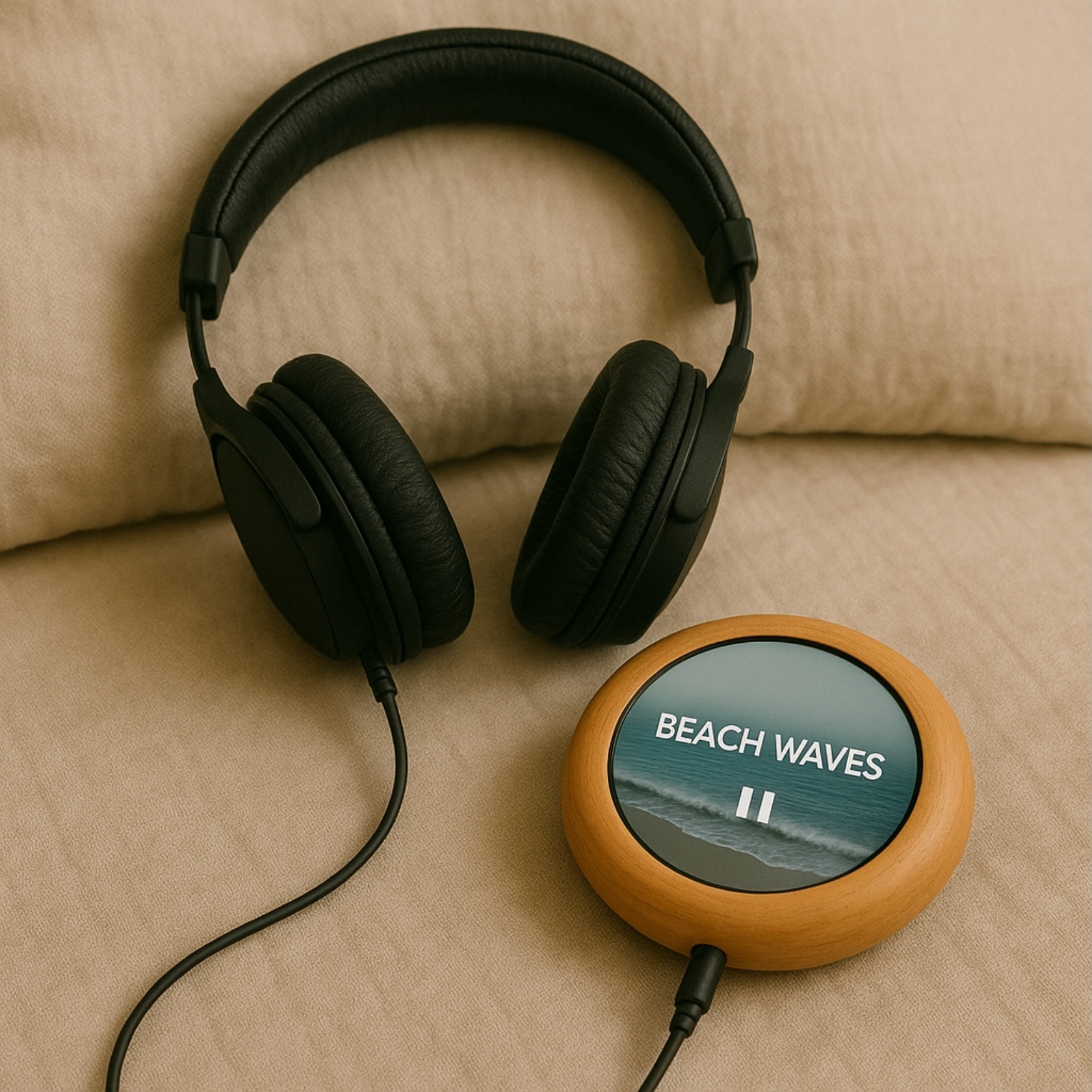 calmnest device with black headphones
